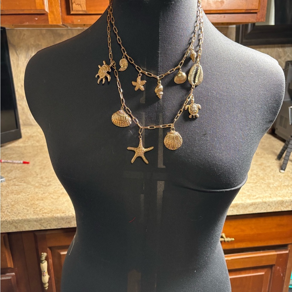 Gold Seashell Charm Necklace